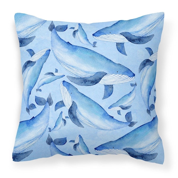 Jensendistributionservices Watercolor Nautical Whales Fabric Decorative Pillow, 14 x 14 in. - MI2551120