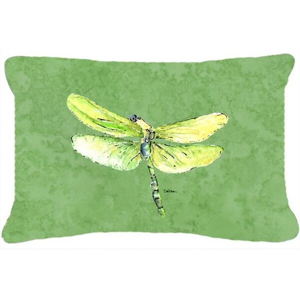 Carolines Treasures Carolines Treasures 8864PW1216 12 x 16 In. Dragonfly on Avacado Indoor & Outdoor Fabric Decorative Pillow - 8864PW1216