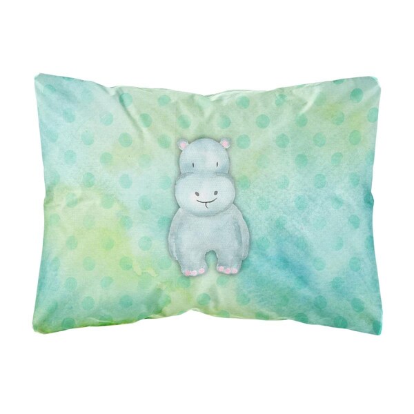 Jensendistributionservices Polkadot Hippopotamus Watercolor Canvas Fabric Decorative Pillow - MI2551814