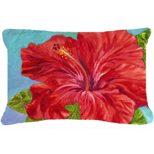 Jensendistributionservices Red Hibiscus by Malenda Trick Fabric Decorative Pillow - MI2557650