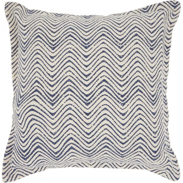 Palacedesigns 20 x 20 in. Indigo & Ivory Waves Throw Pillow - PA3667585