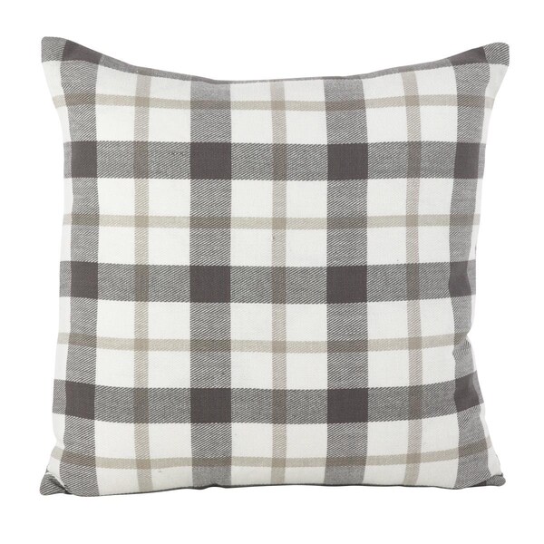 Rlm Distribution SARO  20 in. Square Classic Plaid Pattern Cotton Down Filled Throw Pillow  Grey - HO2491505