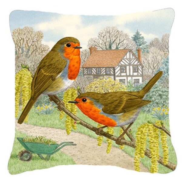 Carolines Treasures Carolines Treasures ASAD0684PW1818 European Robin by Sarah Adams Canvas Decorative Pillow - ASAD0684PW1818
