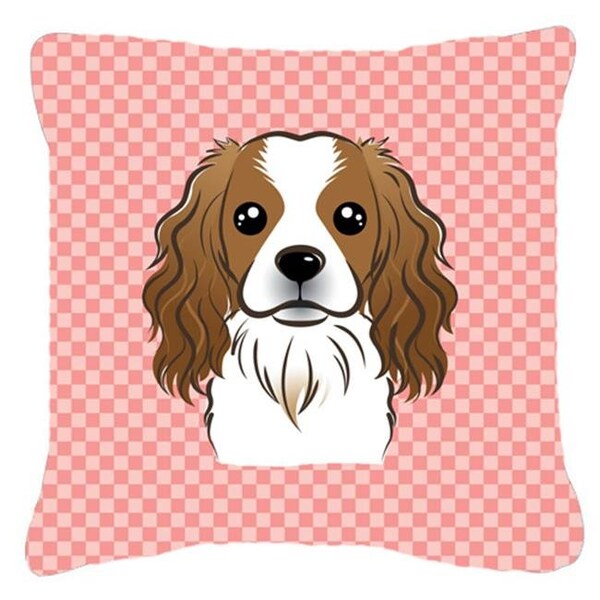 Carolines Treasures Carolines Treasures BB1224PW1414 Checkerboard Pink Cavalier Spaniel Fabric Decorative Pillow; 14 x 14 In. - BB1224PW1414