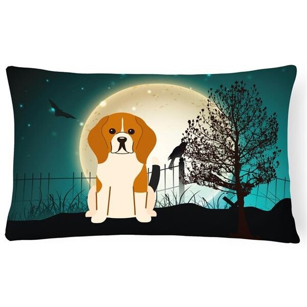 Jensendistributionservices Halloween Scary Beagle Tricolor Canvas Fabric Decorative Pillow - MI888448