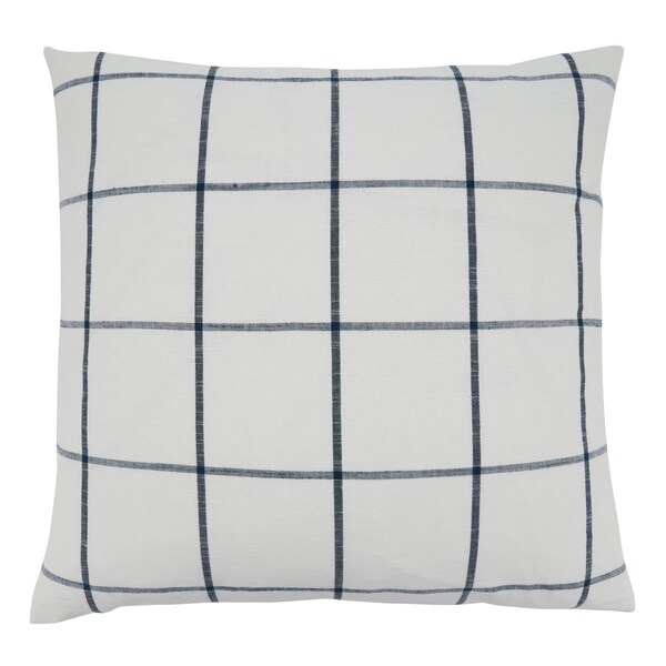 Rlm Distribution SARO  20 in. Square White Large Plaid Throw Pillow with Poly Filling - HO2658329