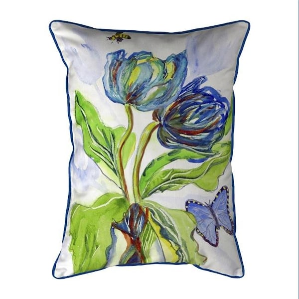 Betsy Drake Betsy Drake SN447 11 x 14 in. Tulips & Morpho Small Indoor & Outdoor Pillow - SN447
