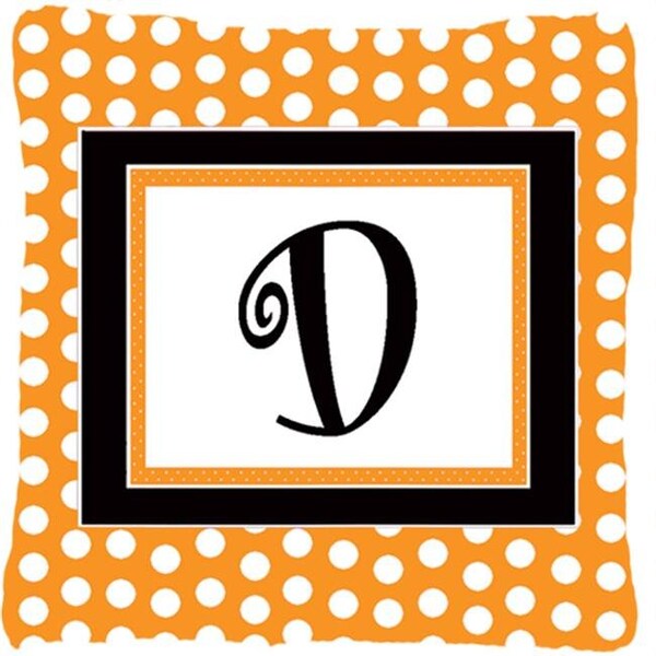 Carolines Treasures Carolines Treasures CJ1033-DPW1414 Monogram Initial D Orange Polka dots Indoor & Outdoor Fabric Decorative Pillow - CJ1033-DPW1414