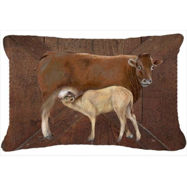 Carolines Treasures Carolines Treasures SB3074PW1216 Cow Momma And Baby Indoor & Outdoor Fabric Decorative Pillow - SB3074PW1216
