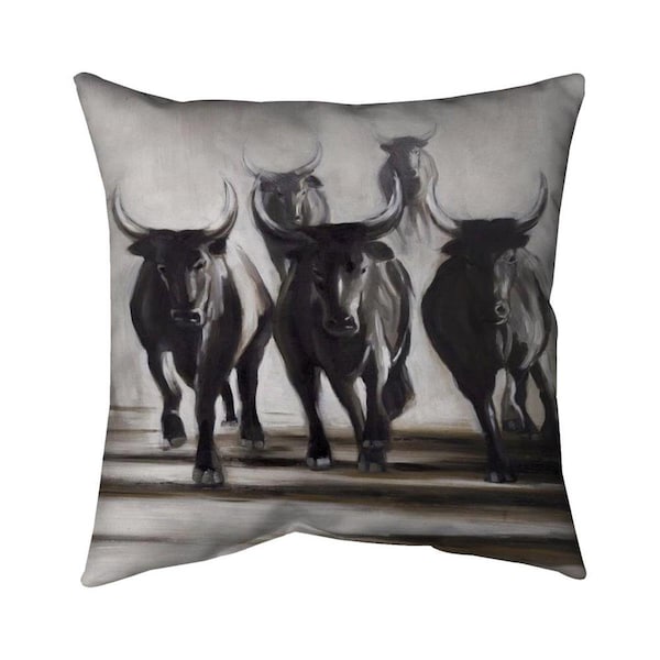 Fondo 20 x 20 in. Running Fierce Bulls-Double Sided Print Indoor Pillow - FO2793216