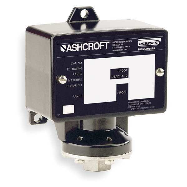 Interruptor de presión Ashcroft, (1) puerto, 1/4 en FNPT, SPDT, 6 a 60 psi, Acción estándar - B424VXCYLM60