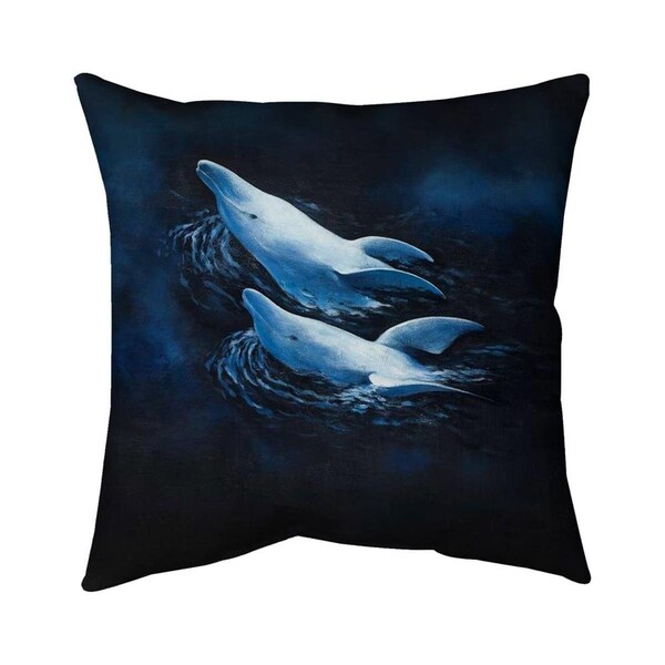 Begin Home Decor 26 x 26 in. Two Swimming Dolphins-Double Sided Print Indoor Pillow - 5541-2626-AN154