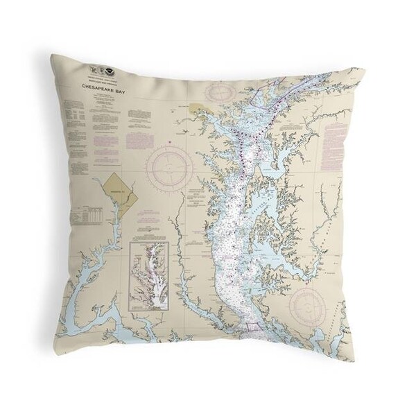 Betsy Drake Betsy Drake NC12280N Chesapeake Bay - Rock Hall; MD & VA Nautical Map Noncorded Indoor & Outdoor Pillow - 18 x 18 in. - NC12280N