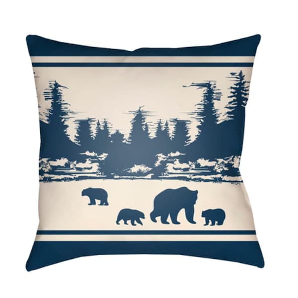 Artistic Weavers Lodge Cabin Woodland Poly Filled Pillow - Navy & Beige - 18 x 18 in. - LGCB2056-1818