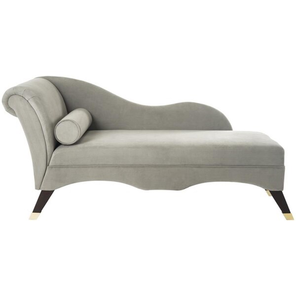 Safavieh 30 x 63 x 27.5 in. Caiden Velvet Chaise with Pillow, Grey - FOX6284B