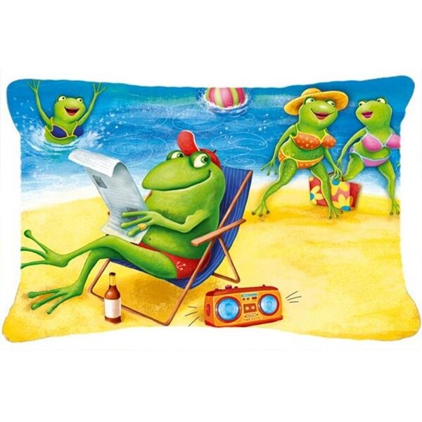 Carolines Treasures Carolines Treasures APH0080PW1216 Frogs on the Beach Fabric Decorative Pillow - APH0080PW1216