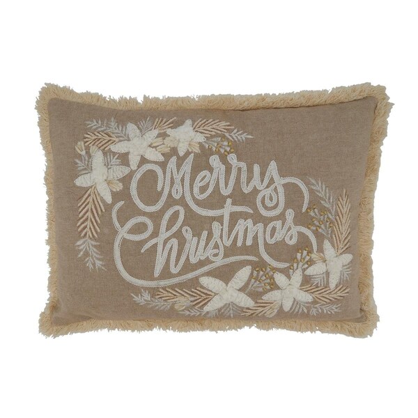 Rlm Distribution 14 x 20 in. Embroidered Merry Christmas Throw Pillow with Poly Filling - HO3746358