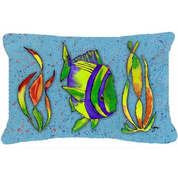 Carolines Treasures Carolines Treasures 8570PW1216 12 x 16 In. Tropical Fish on Blue Indoor & Outdoor Fabric Decorative Pillow - 8570PW1216