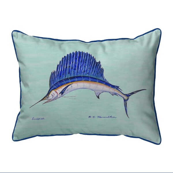 Betsy Drake Betsy Drake SN006C 11 x 14 in. Sailfish Teal Small Indoor & Outdoor Pillow - SN006C