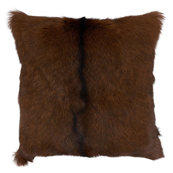 Rlm Distribution SARO  18 in. Square Brown Goat Fur Throw Pillow with Poly Filling - HO2658399