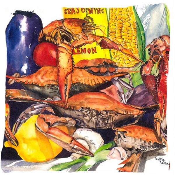 Carolines Treasures Carolines Treasures 1016PW1414 Verons & Crabs Decorative Indoor & Outdoor Fabric Pillow - 1016PW1414