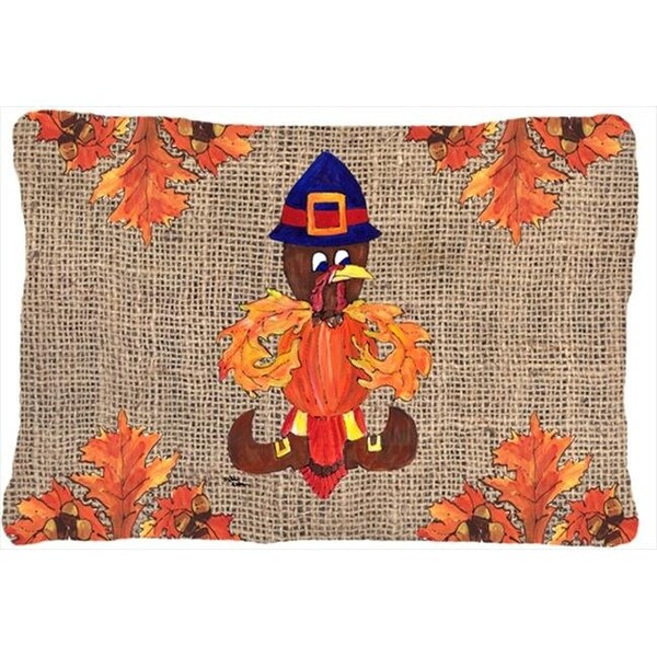 Carolines Treasures Carolines Treasures 8743PW1216 Thanksgiving Turkey Pilgrim Fleur de lis Indoor & Outdoor Decorative Fabric Pillow - 12 x 16 in. - 8743PW1216