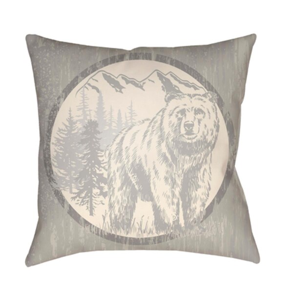 Artistic Weavers Lodge Cabin Bear Poly Filled Pillow - Light Gray & Beige - 16 x 16 in. - LGCB2014-1616