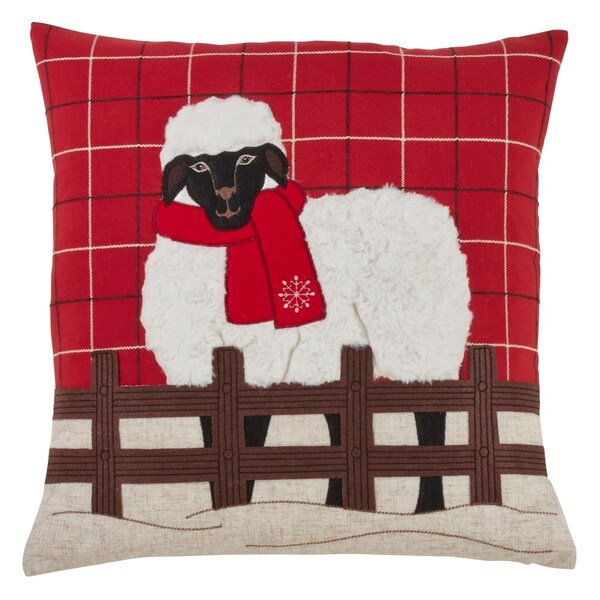 Rlm Distribution 18 in. Plaid Christmas Sheep Poly Filled Pillow - HO3197713