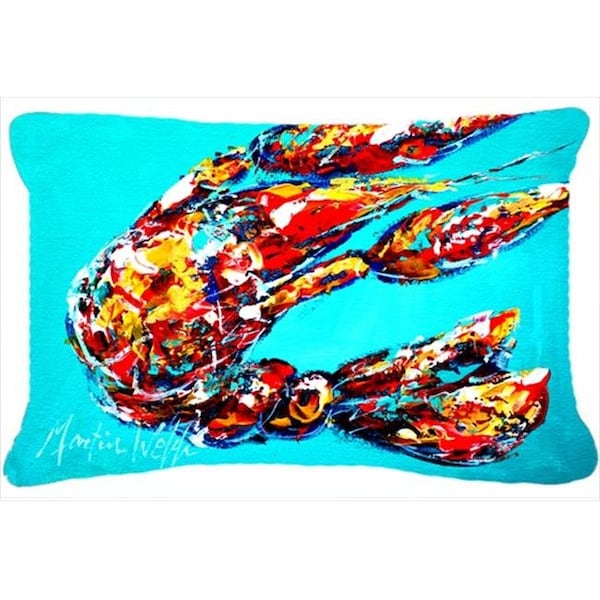 Carolines Treasures Carolines Treasures MW1161PW1216 Lucy The Crawfish In Blue Indoor & Outdoor Fabric Decorative Pillow - MW1161PW1216