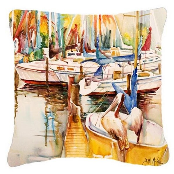 Carolines Treasures Carolines Treasures JMK1238PW1818 Pelicans And Sailboats Canvas Fabric Decorative Pillow - JMK1238PW1818