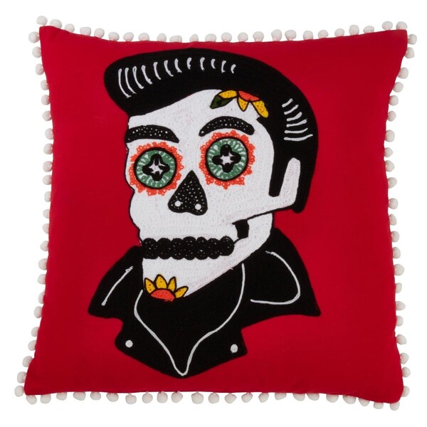 Rlm Distribution 18 in. Sugar Skull Cotton Poly Filled Pillow - HO3788416