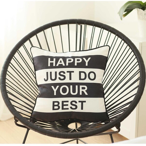 Homeroots White & Black Scandi Square Decorative Throw Pillow Cover - 18 x 18 in. - 355626
