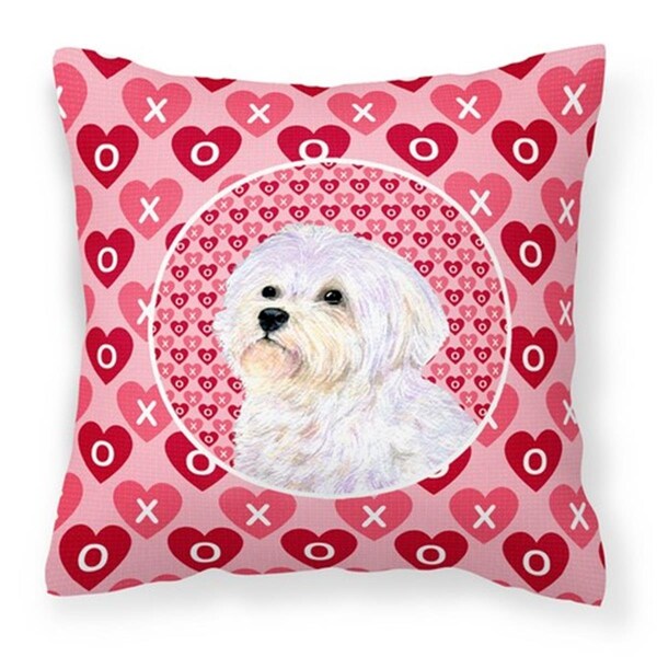 Jensendistributionservices Maltese Hearts Love & Valentines Day Portrait Fabric Decorative Pillow, 14 x 3 x 14 in. - MI2549739