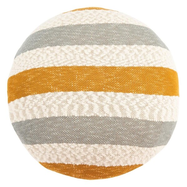 Safavieh 24 x 24 x 4 in. Laisey Floor Pillow, Mustard & Grey - FLP3001A