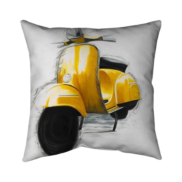 Begin Home Decor 20 x 20 in. Yellow Italian Scooter-Double Sided Print Indoor Pillow - 5541-2020-TR40