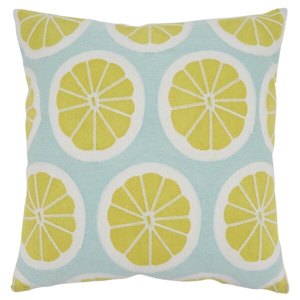 Rlm Distribution SARO  18 in. Square Lime Embroidered Citrus Down-Filled Throw Pillow - HO2658361