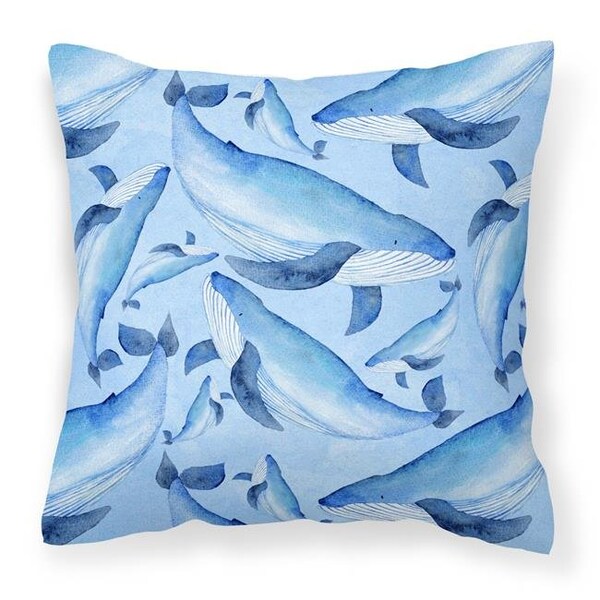 Carolines Treasures Carolines Treasures BB7575PW1414 Watercolor Nautical Whales Fabric Decorative Pillow; 14 x 14 in. - BB7575PW1414