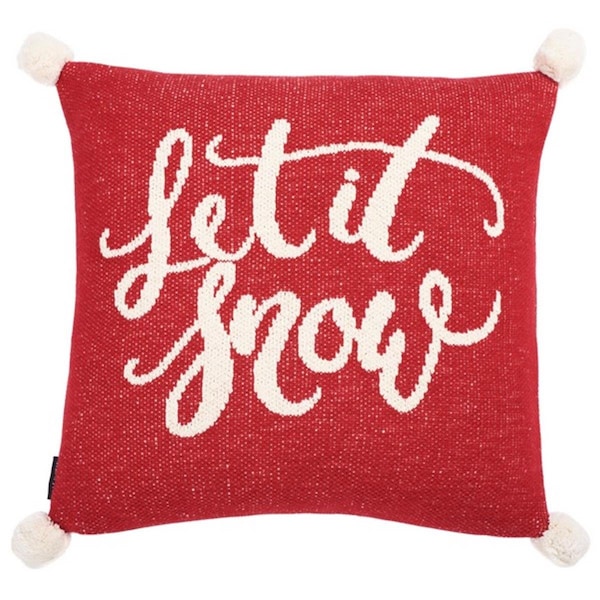 Safavieh Let It Snow Holiday Pillow, Red & White - HOL3018A-1818