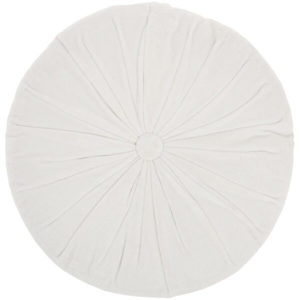 Homeroots 5 x 16 x 16 in. Tufted Round Throw Pillow, White - 386285