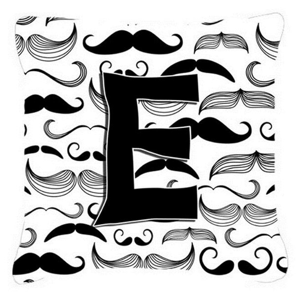 Carolines Treasures Carolines Treasures CJ2009-EPW1818 Letter E Moustache Initial Canvas Fabric Decorative Pillow - CJ2009-EPW1818