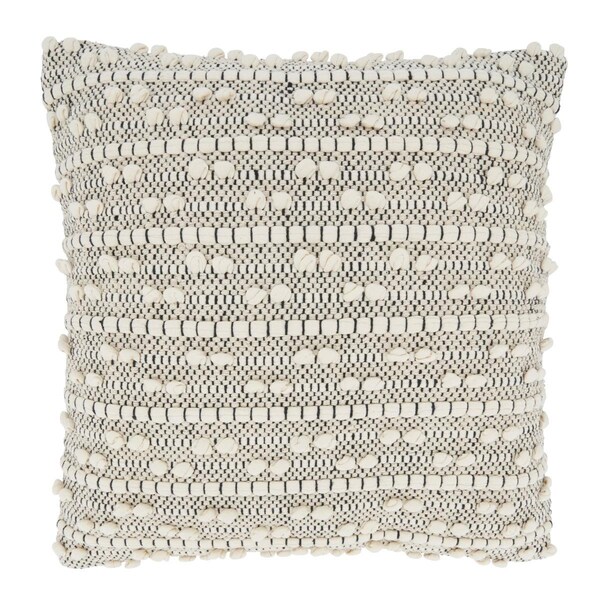 Vecindario 18 in. Moroccan Design Square Throw Pillow with Down Filling Natural - VE3189392