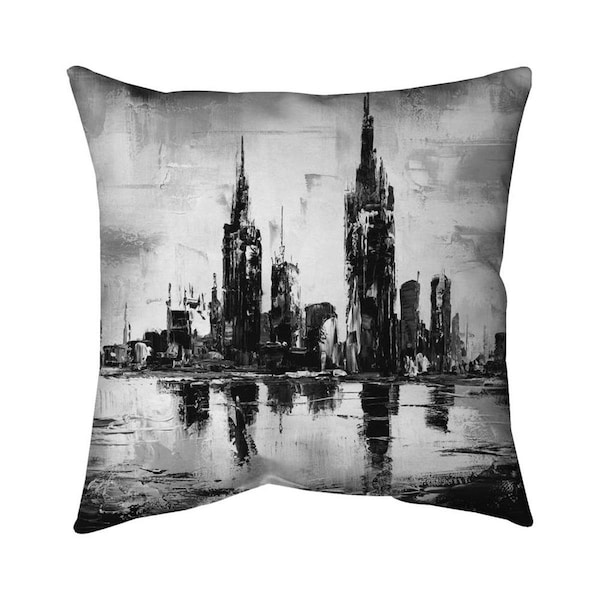Begin Home Decor 20 x 20 in. Mono Urban Cityscape-Double Sided Print Indoor Pillow - 5541-2020-CI212-1