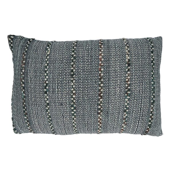 Saro 16 x 24 in. Striped Cotton Oblong Throw Pillow with Poly Filling, Black - 3084.BL1624BP