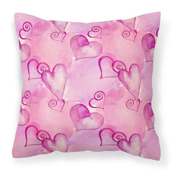 Carolines Treasures Carolines Treasures BB7564PW1818 Watercolor Hot Pink Hearts Fabric Decorative Pillow; 18 x 18 in. - BB7564PW1818