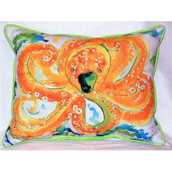 Betsy Drake Betsy Drake HJ083 Orange Octopus Large Indoor-Outdoor Pillow 16 in. x 20 in. - HJ083