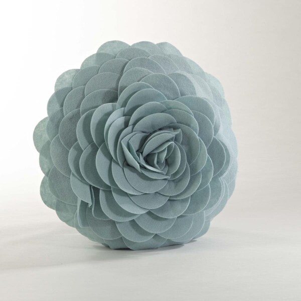 Rlm Distribution SARO  13 in. Round Circular Multicolor Flower Decorative Throw Pillow - Aqua - HO3190872