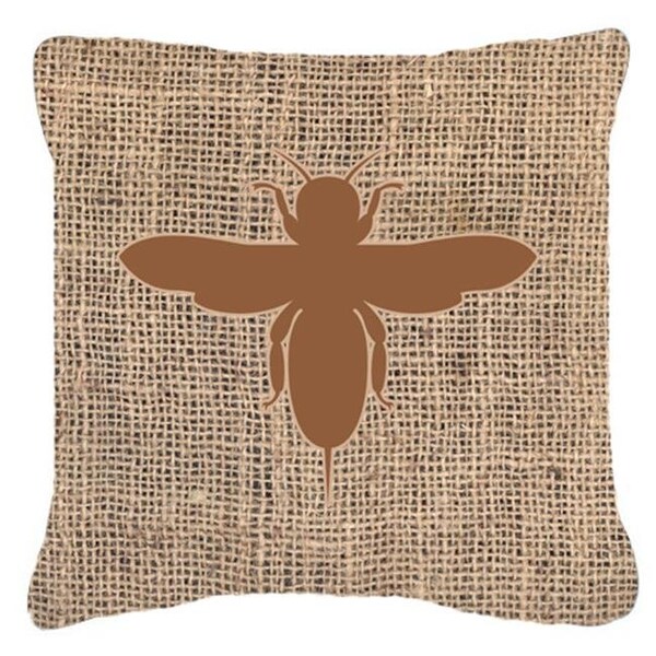 Carolines Treasures Carolines Treasures BB1057-BL-BN-PW1414 Bee Burlap and Brown Decorative Fabric Pillow - 14 x 14 in. - BB1057-BL-BN-PW1414