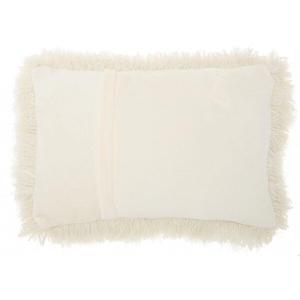Homeroots 14 x 20 in. Cream Super Shaggy Throw Pillow - 386408