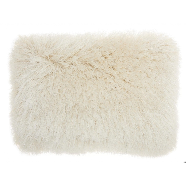 Homeroots 14 x 20 in. Cream Super Shaggy Throw Pillow - 386408
