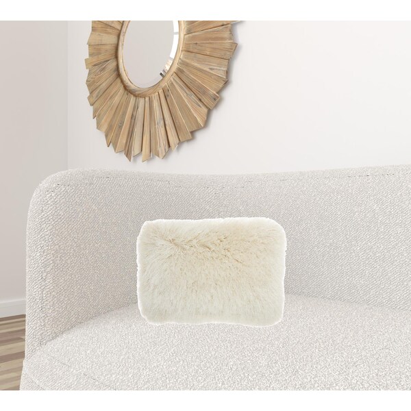 Homeroots 14 x 20 in. Cream Super Shaggy Throw Pillow - 386408